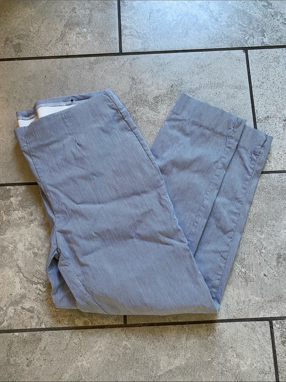 Chico's Light Blue Stripes So Slimming Ankle Pant